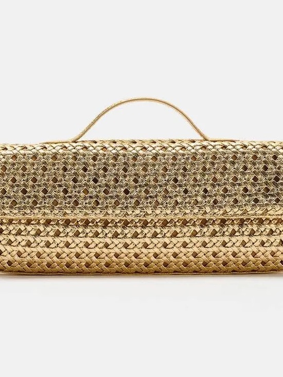 Zara Handbags - Zara Gold Braided Handle Clutch